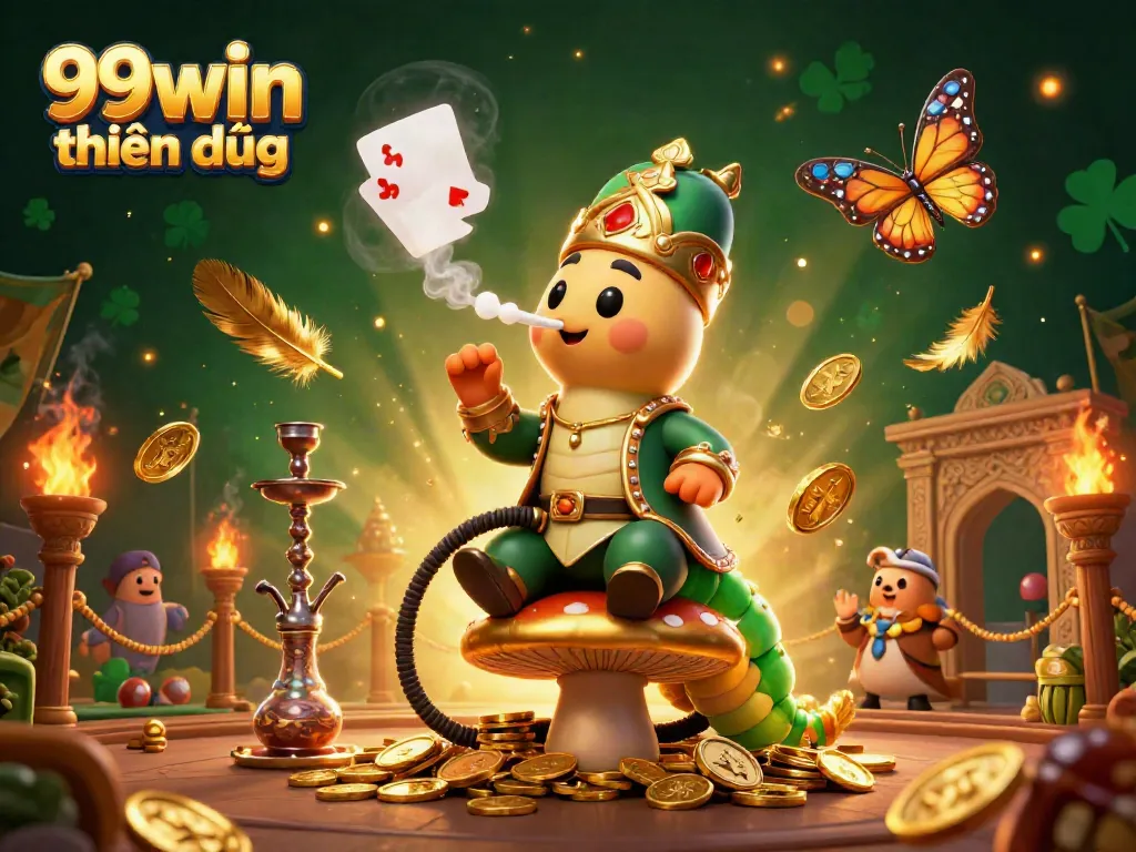 A vibrant 3D scene illustrates the excitement of 99win thiên đường with engaging casino elements and neon glows.