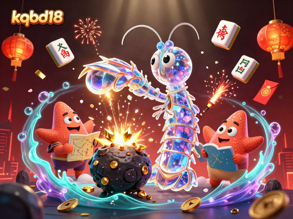 Engage with the vibrant kqbd18 casino scene featuring a galactic samurai mantis shrimp and golden treasures