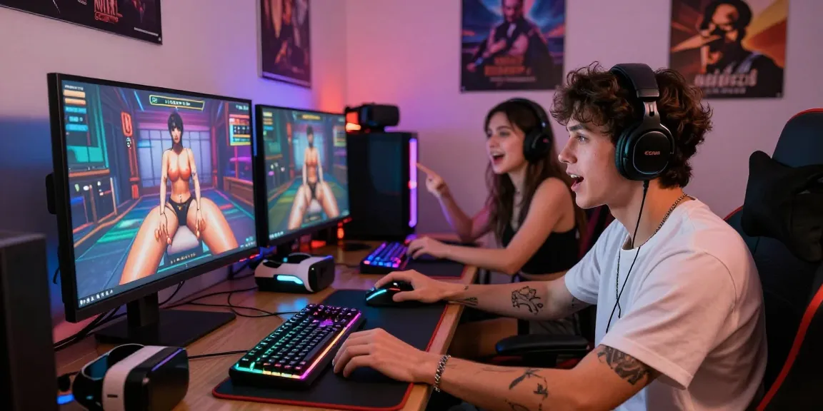 Exciting gaming scene showcasing players enjoying porngames with immersive graphics and vibrant surroundings