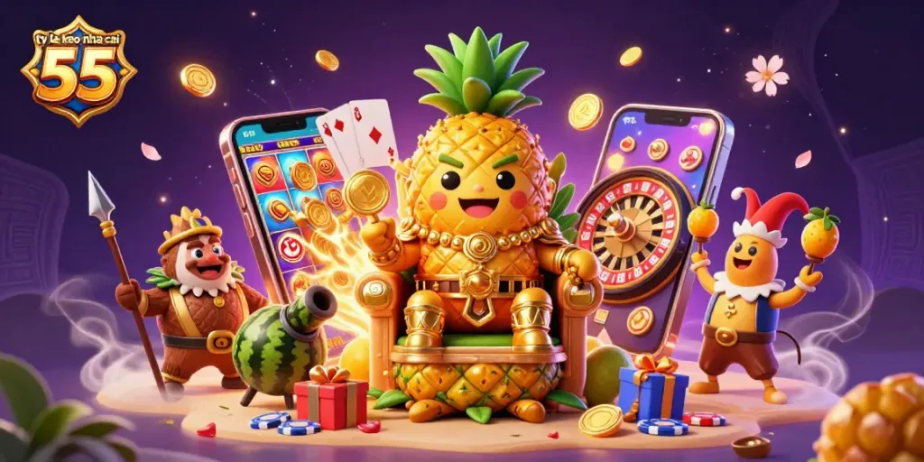 Experience the thrill of ty le keo nha cai 55 with our vibrant casino scene showcasing dynamic gaming elements.