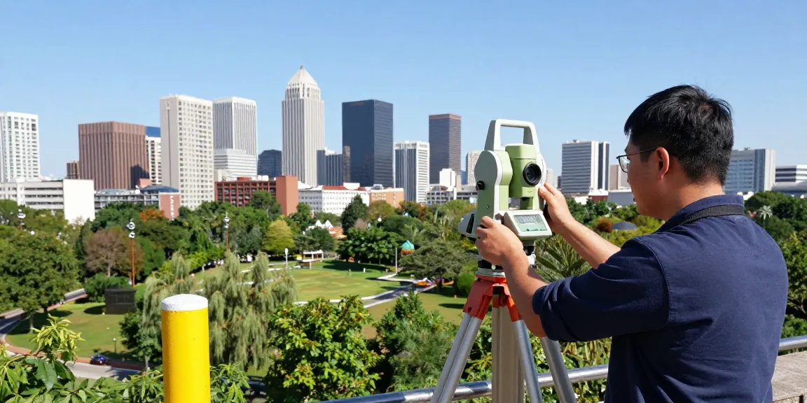 Land surveyors London conducting a topographical survey with advanced GPS equipment in an urban setting.
