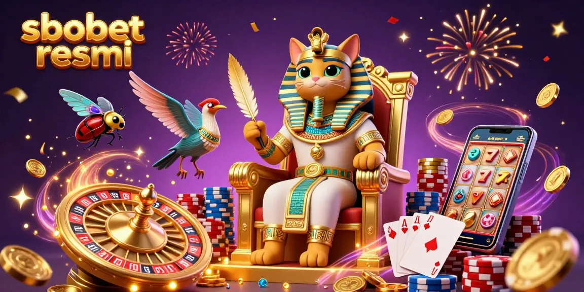 Experience thrilling gaming action with sbobet resmi as cascading coins and vibrant elements fill the scene.